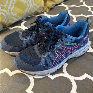 ASICS Women's 10 Gel Running Shoes - Blue and Pink